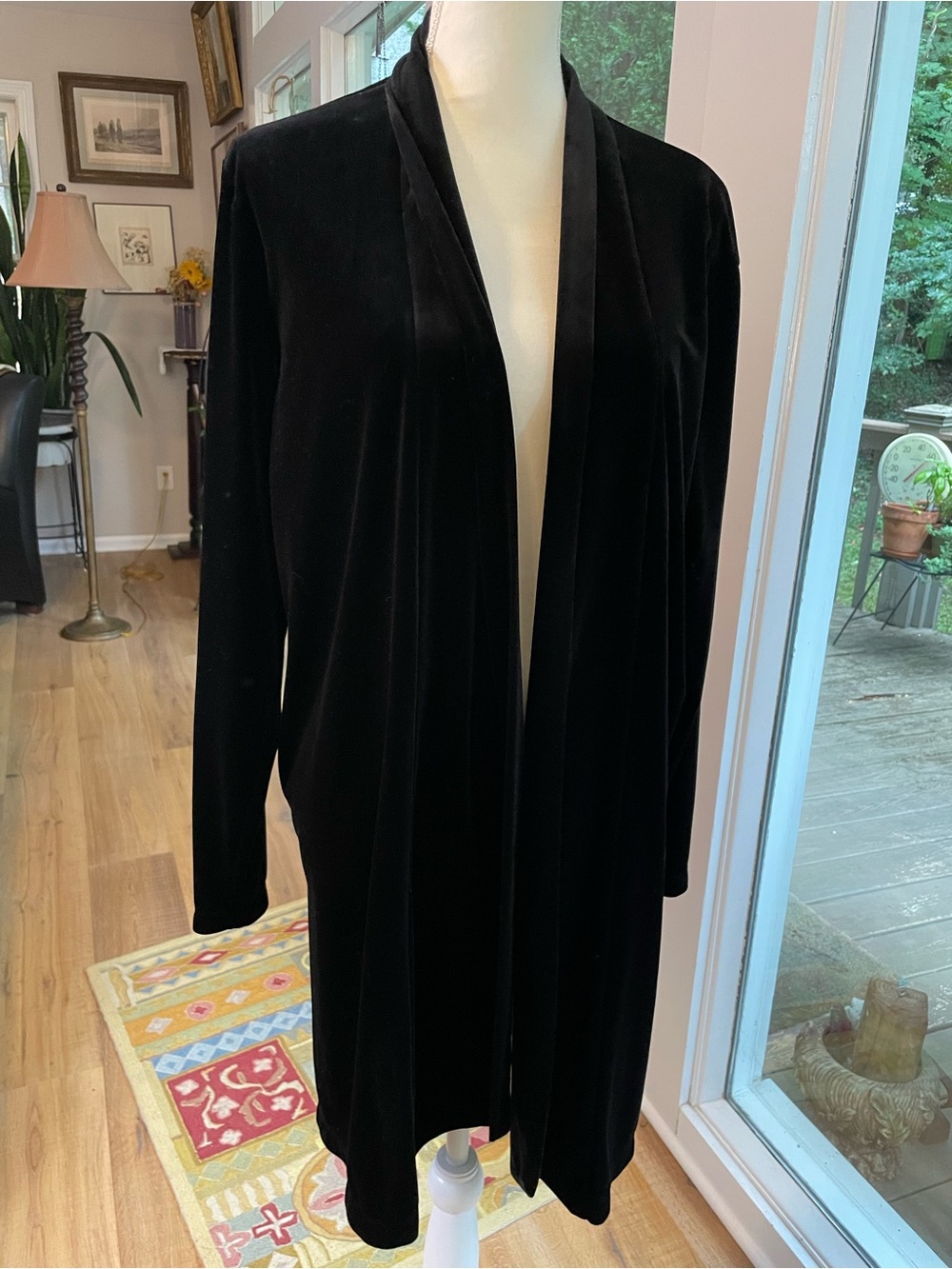 Laura Ashley Black Velvet Open-Front Women's Jacket